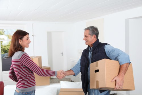 Business relocation with desks and files prepared for moving day