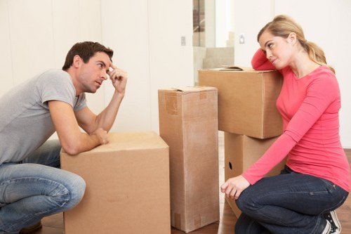 Household furniture and boxes prepared for transport in Wood Green